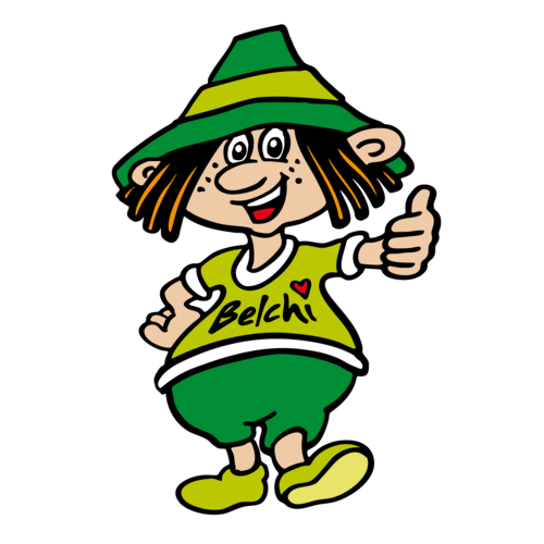 Das Bild zeigt das symphatische Familien-Maskottchen Belchi